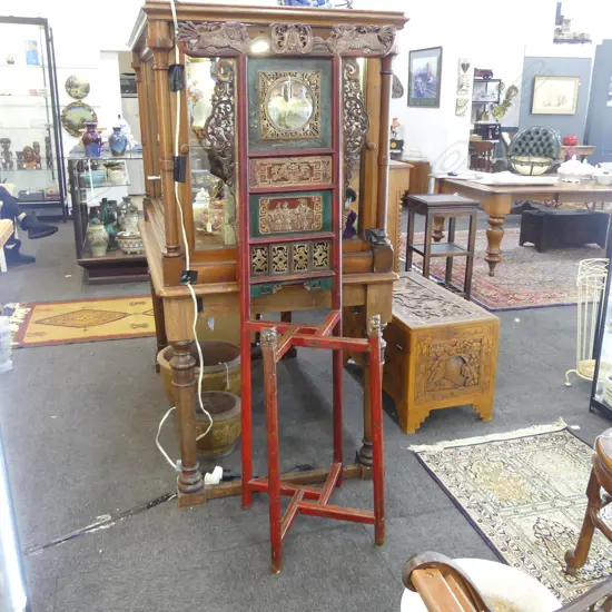 CHINESE RED LACQUER DISPLAY STAND H.1610mm