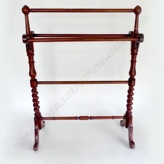 MAHOGANY BARLEY TWIST TOWEL RAIL 