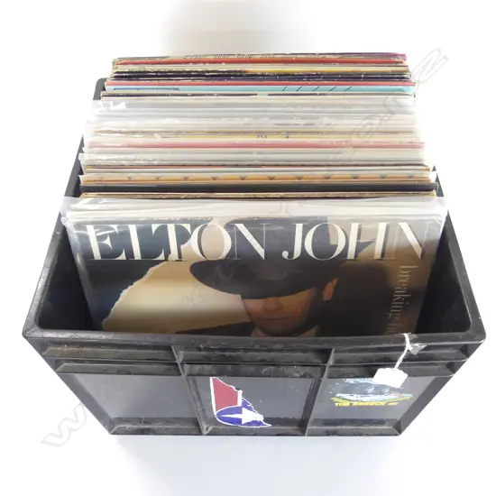 BOX 1960'S/1970'S LP RECORDS: ELTON JOHN + SPANDAU BALLET + THE CURE + SPLIT ENZ ETC