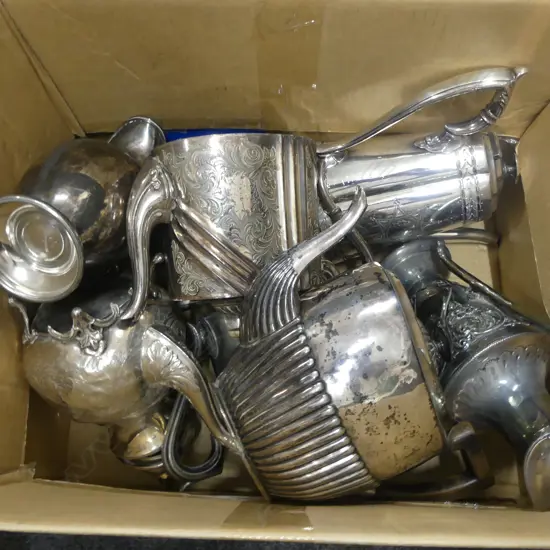 ANTIQUE SILVER PLATE TEAPOTS ETC