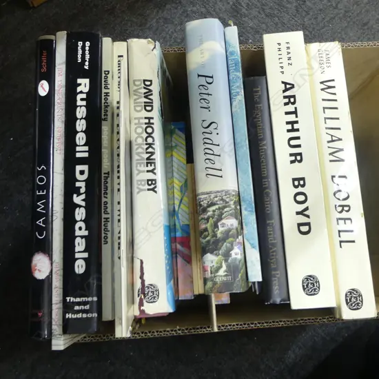 BOX LOT ART REF BOOKS PETER SIDDELL ARTHUR BOYD WILLIAM DOBELL RUSSELL DRYSDALE ETC ETC