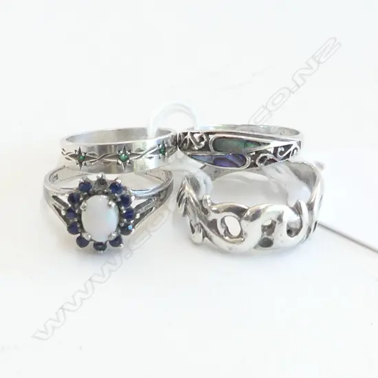 4 SILVER & GEM SET RINGS