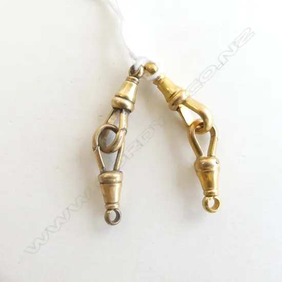 2 PRS ANTIQUE ROLLED GOLD ROB WATCH CLIPS
