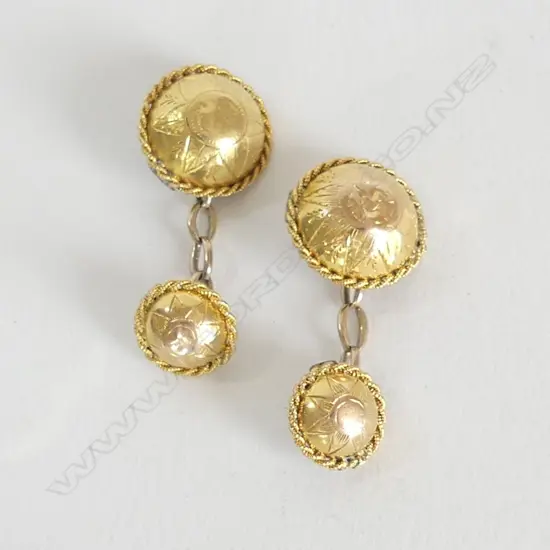 PR 9ct & 18ct CUFFLINKS 5.4gms Discs testing 18ct chain links 9ct