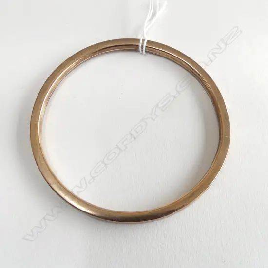 9ct ROSE GOLD HOOP BANGLE flat top 9.7gm. Dia.85mm.
