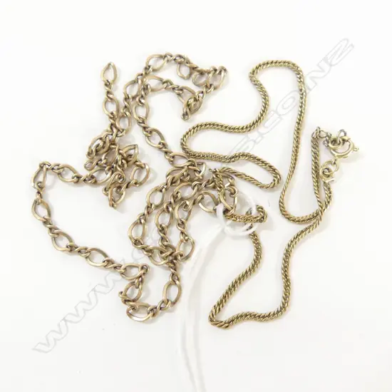 2 9ct YELLOW GOLD CHAINS 1 w no catch some faults 11.95gms