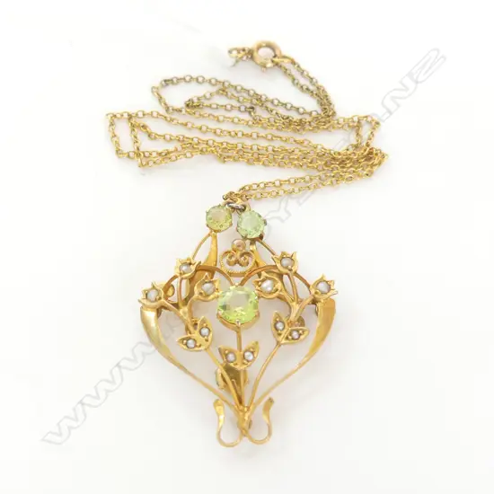 GOLD (NOT MARKED) EDWARDIAN PENDANT NECKLACE 4.4gms