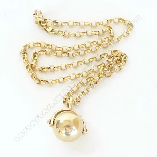 9ct NECKLACE w. SPINNER PENDANT 12.0gms