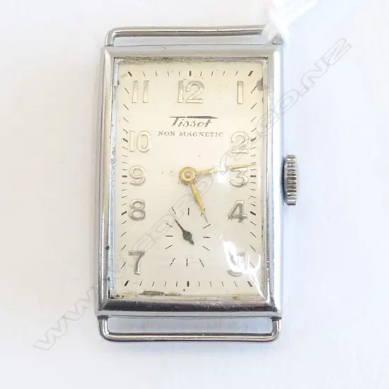 TISSOT GENT'S RECTANGULAR (TANK) STEEL CASED WRISTWATCH A.F balance sound but not running