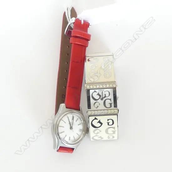 LADIES BULUVA ACUTRON WATCH & LADIES GUESS WATCH (v sml wrist band) niether watch running
