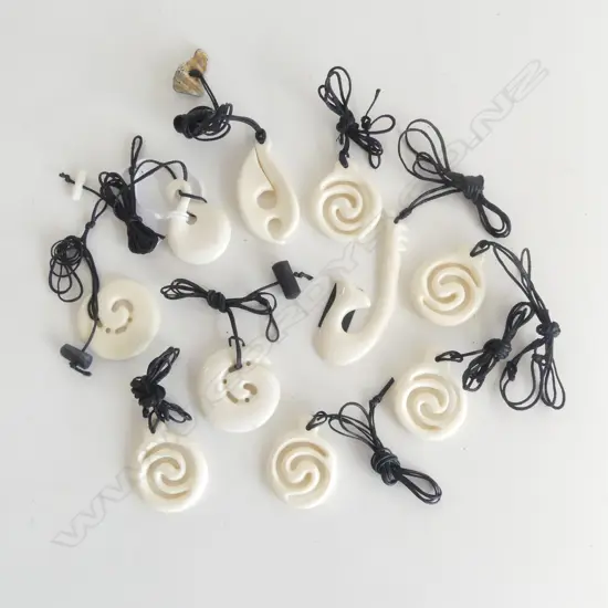 10 BONE CARVED NECKLACES VARIOUS DESIGNS, NEW