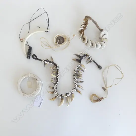 COLLECTION OF 6 ETHNIC STYLE NECKLACES & BRACELETS, BONE, BOAR TEETH & TUSK, NEW