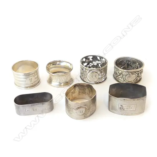 7 STG SILVER NAPKIN RINGS (1 900) 158gms 