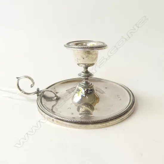 EDWARDIAN SILVER CHAMBER STICK candle stand Birmingham 1905. 63.7gms