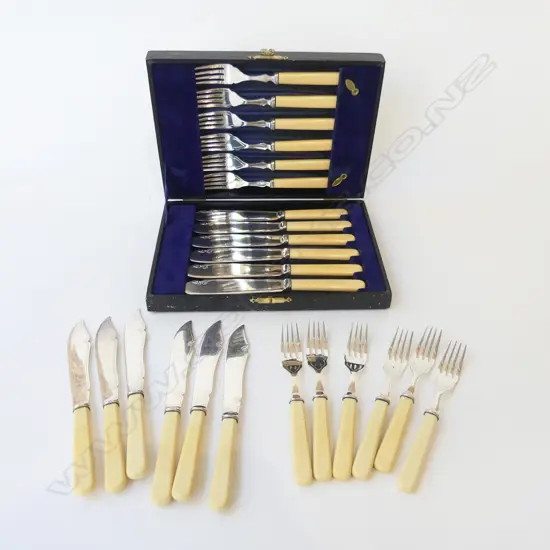 2 IVORINE HANDLED FISH SETS (1 CASED)