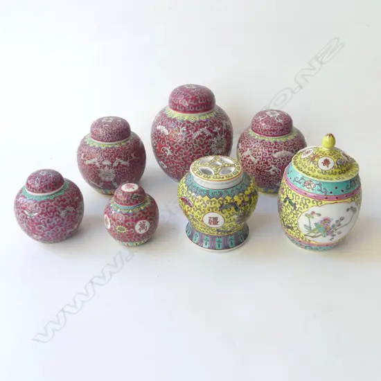 7 ASST. CHINESE GINGER JARS H.150mm