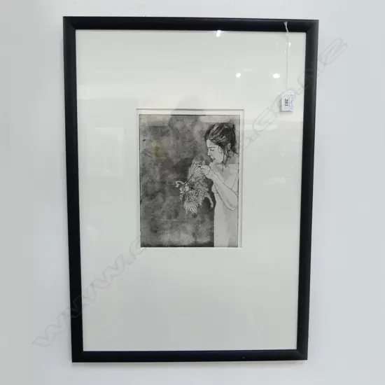 ARTIST UNKNOWN, BLACK & WHITE ABSTRACT ETCHING, 250x190mm