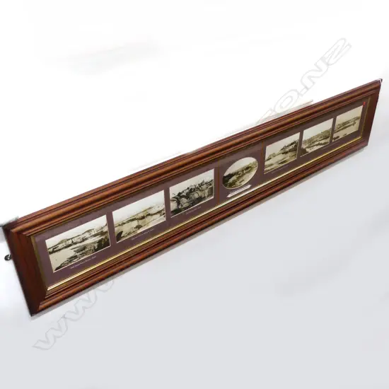 7 OLD FRAMED PHOTOGRAPHS OF AUCKLAND C.1850-70 340x1710mm