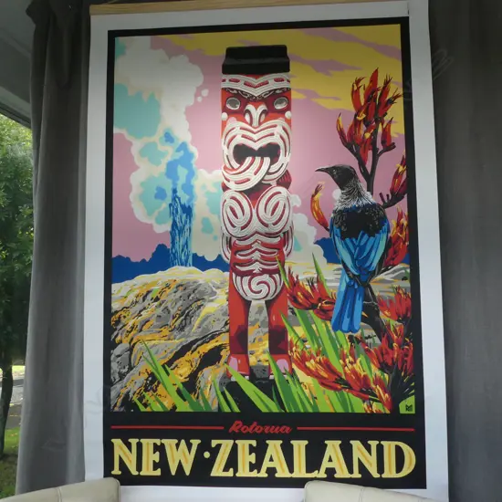 MODERN KIWIANA TRAVEL POSTER PRINT WALL HANGING 'ROTORUA' 1650x1100mm*
