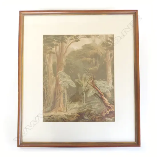 JOHN GULLY (1819 - 1888), NEW ZEALAND BUSH, EARLY CHROMOLITHOGRAPH 1875, 360 x 300mm