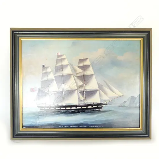SAILING SHIP ART PRINT; 'BARQUE TROAS' 445x600mm