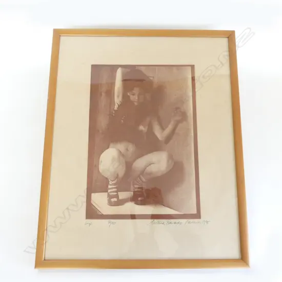 VICTORIA EDWARDS, UNTITLED w FEATHER BOA, PHOTOLITHOGRAPH 21/50, SIGNED & DATED 1975, 400 x 280mm