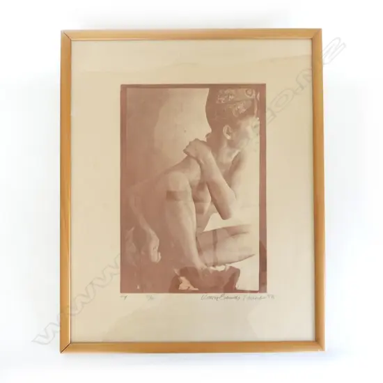 VICTORIA EDWARDS, UNTITLED NUDE w HEADSCARF, PHOTOLITHOGRAPH 21/50, SIGNED & DATED 1975, 400 x 280mm