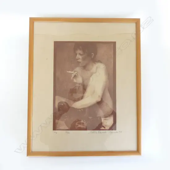 VICTORIA EDWARDS, UNTITLED SMOKING, PHOTOLITHOGRAPH 21/50, SIGNED & DATED 1975, 400 x 280mm