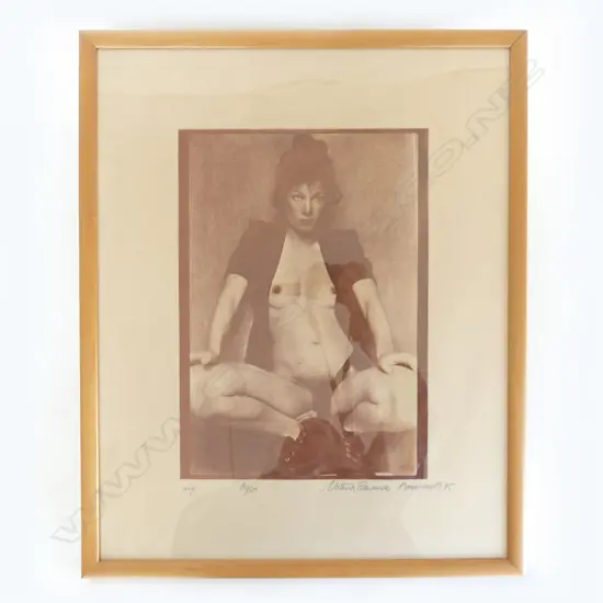 VICTORIA EDWARDS, UNTITLED NUDE w OPEN JACKET, PHOTOLITHOGRAPH 21/50, SIGNED & DATED 1975, 400 x 280mm
