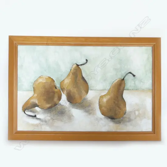 VIKY GARDEN 'STILL LIFE w 3 PEARS', OIL ON BOARD, 380 x 600mm, signed & dated '93 verso