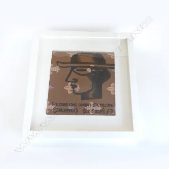 JACQUELINE FRASER (b. 1956), 'THE CLEAR LONE COWBOY STUMBLING' OIL STICK ON CANVAS, 2003 300x300mm