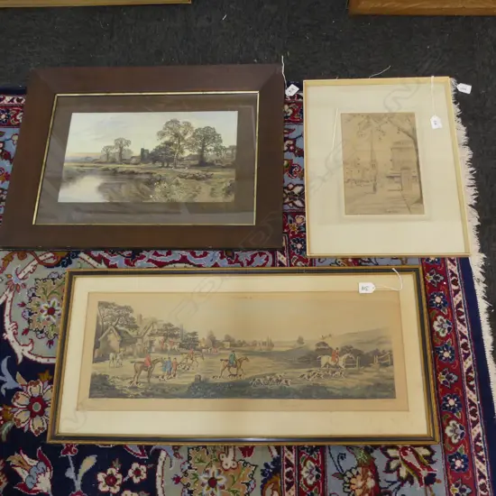 3 ARTWORKS; CRANLEIGH BARTON 'COLOMBO ST CHCH' WC 280x185mm, 2 LG PRINTS