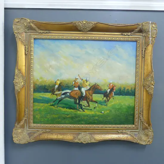 POLO MATCH OIL ON CANVAS 490x595mm...