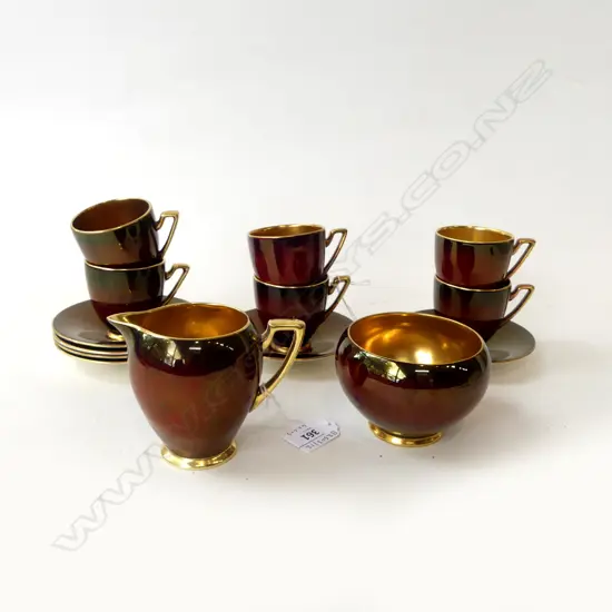 6 ROUGE ROYAL COFFEE CANS CREAM & SUGAR CARLTONWARE