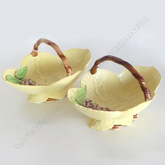 2 CARLTONWARE HOLLYHOCK YELLOW PAT BASKET DISHES L250MM