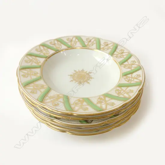 6 ANTIQUE GILDED BOWLS 225mm dia