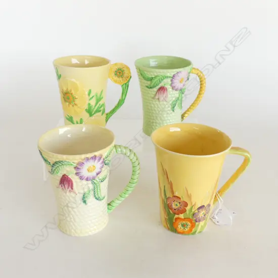 4 CARLTONWARE FLORAL MUGS H110MM