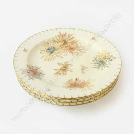 4 ROYAL CROWN DERBY HANDPAINTED 'HARROW' PLATES 225mm dia