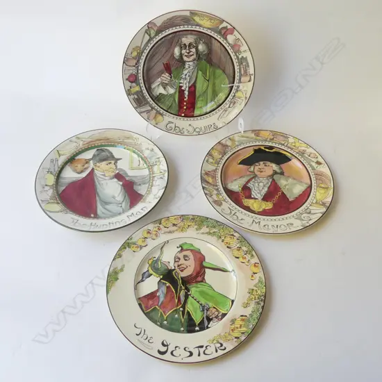 4 RD WALL PLATES THE MAYOR  THE HUNTING MAN THE SQUIRE & THEJESTER DIA260MM