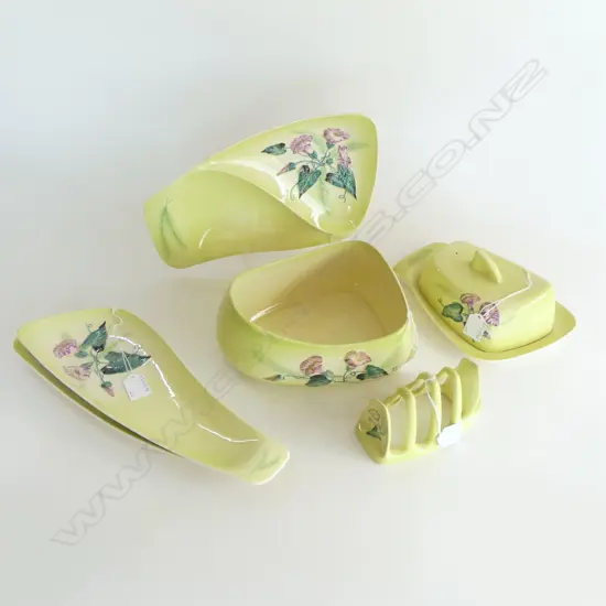 CARLTONWARE CONVOLULUS PAT BOWL DIA200MM LIDDED BUTTER DISH 210MM  3 LARGE DISHES L320MM & TOAST RACK H90MM