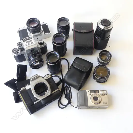ASST. CAMERAS; TAKUMAR LENSES, PENTAX ETC