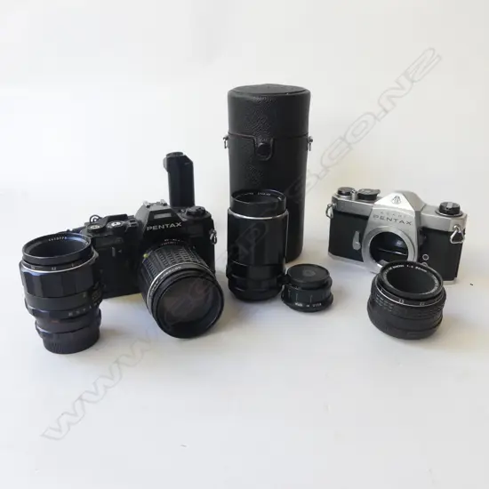 ASST. CAMERAS; TAKUMAR LENSES, PENTAX ETC