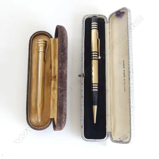 2 PROPELLING PENCILS IN ORIGINAL BOXES, EVERSHARP GOLD PLATE & MABIE TODD & CO LTD