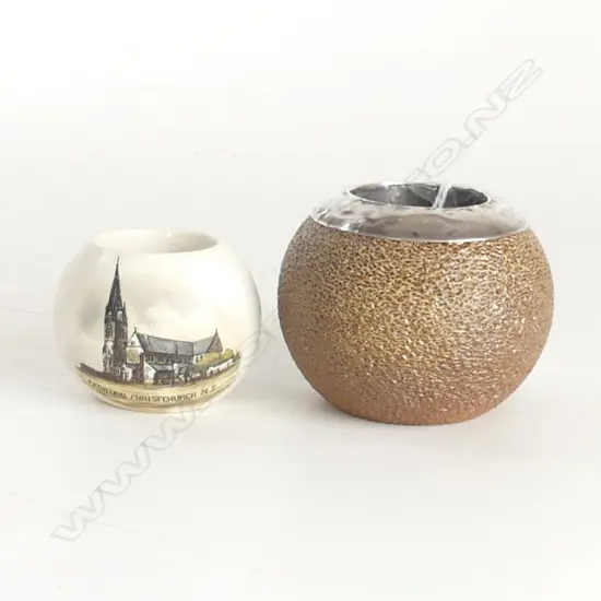 2 MATCH STRIKERS, 1 STONEWARE w SILVER RIM B'HAM 1901 & 1 w CHRISTCHURCH CATHEDRAL