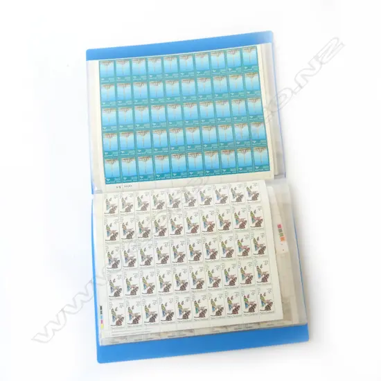 NZ STAMP COLLECTION; SHEETS & PART SHEETS BLUE FOLDER