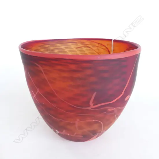 LYNDON OVER 'PINE CONE' BOWL, NZ ART GLASS, HANDBLOWN, SIGNED, DATED 2004 to base. H.200mm