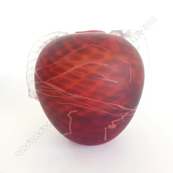 LYNDON OVER 'FIN' BOWL, NZ ART GLASS, HANDBLOWN, c2000. H.200mm