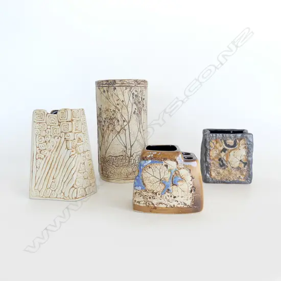 4 STUDIO POTTERY VASES TENMOKO POTTERY H170 TALLEST