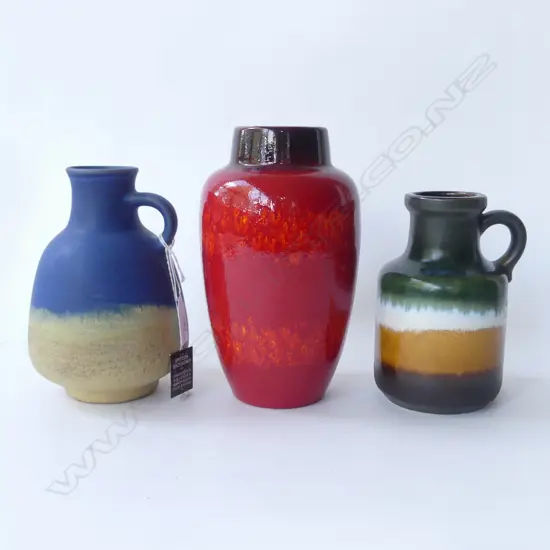 3 RETRO GERMAN VASES H.200mm