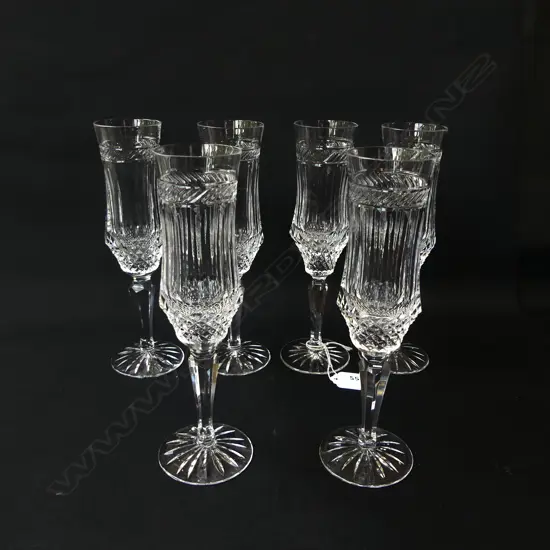 6 GALWAY CRYSTAL CHAMPAGNE FLUTES H.205mm